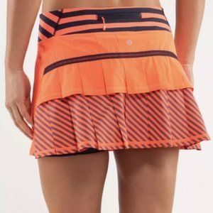 LULULEMON Pace Setter Skirt Classic Stripe inkwell orange Sz 6 tennis skort